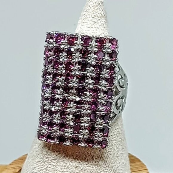 Unheated Natural Pink Rhodolite Garnet‎ 2.5mm 925 Sterling Silver Ring Size 6.5 - Picture 9 of 11